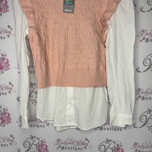 Mexx Pink Knit Sweater Vest with White Shirt brand new with tags pink white - Picture 6 of 9